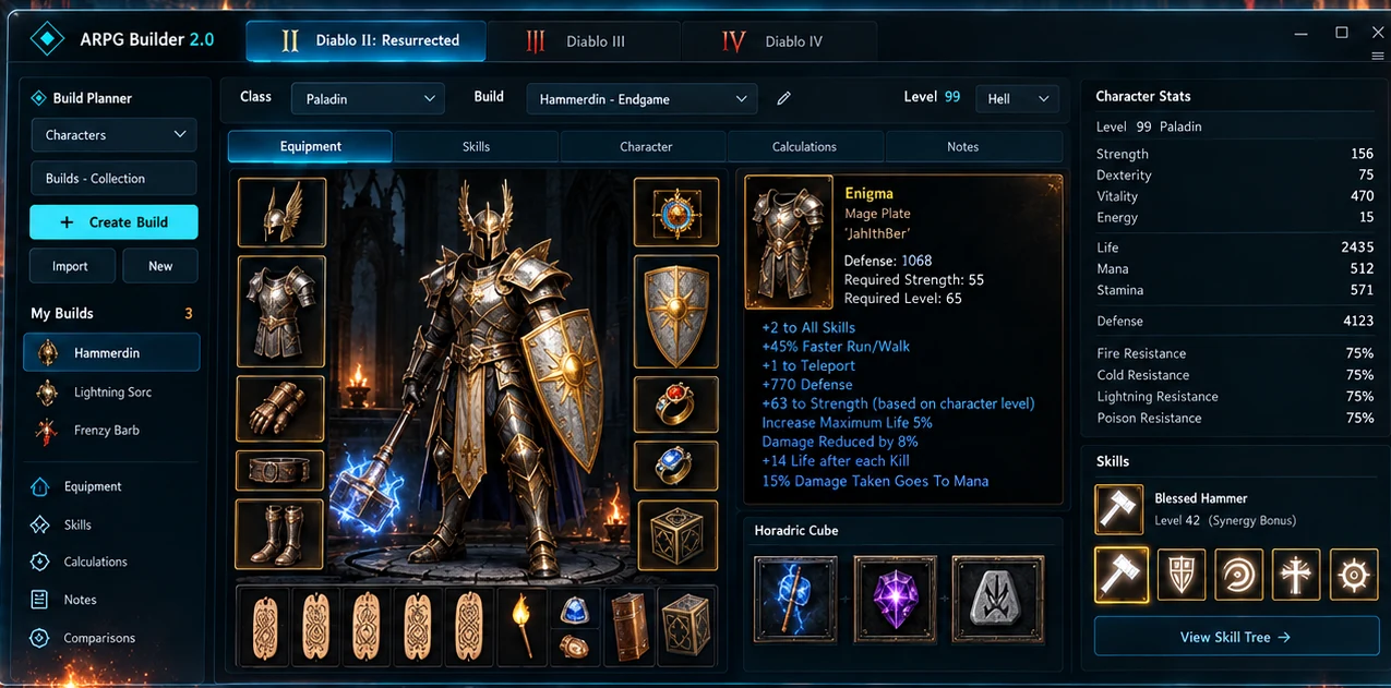 Интерфейс Diablo II: Resurrected в Builder 2.0